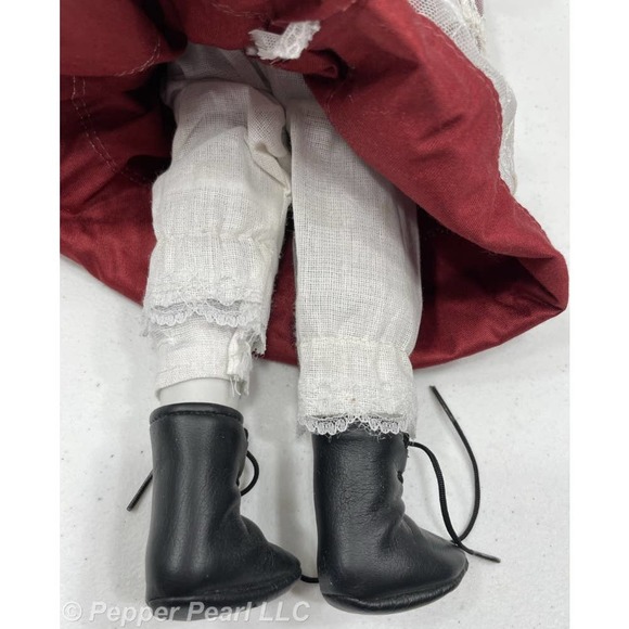 Porcelain Doll 17 Inch Cloth Body Unmarked Blonde Blue stationary Glass Eyes - Picture 6 of 10